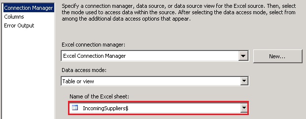 Nome da Planilha do Excel – Fornecedores de Entrada$