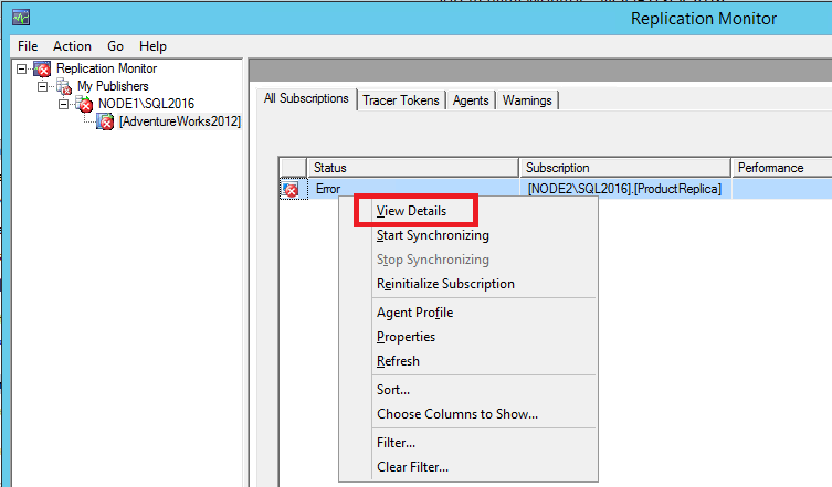 Captura de ecrã do comando 'Ver detalhes' no menu de atalho.