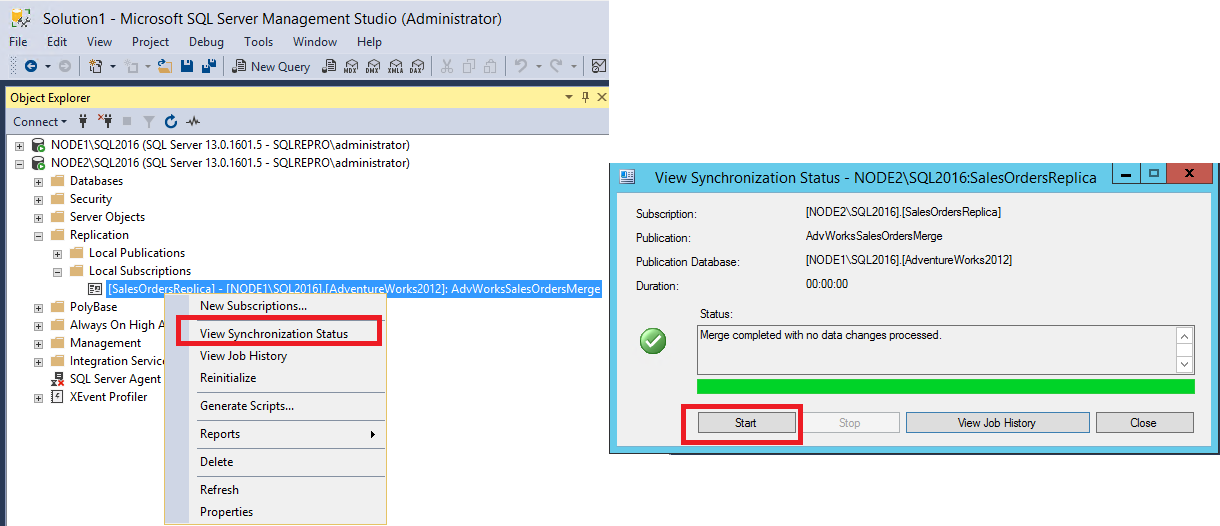Estado de sincronização com o botão 