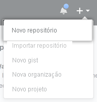 Captura de tela da criação do novo repositório.
