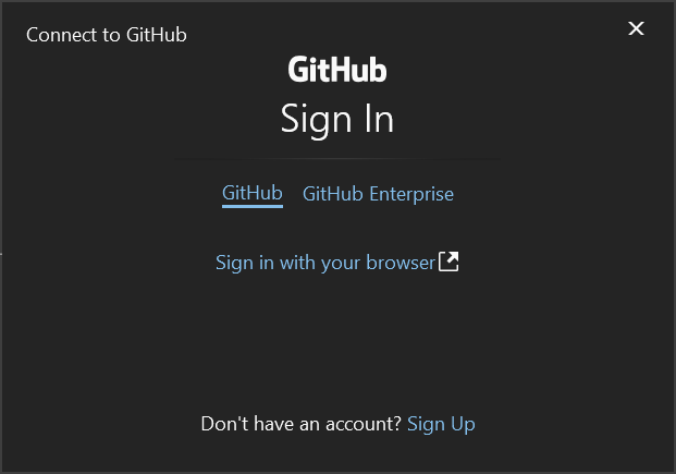 Captura de tela mostrando o Iniciar sessão com o GitHub Enterprise.