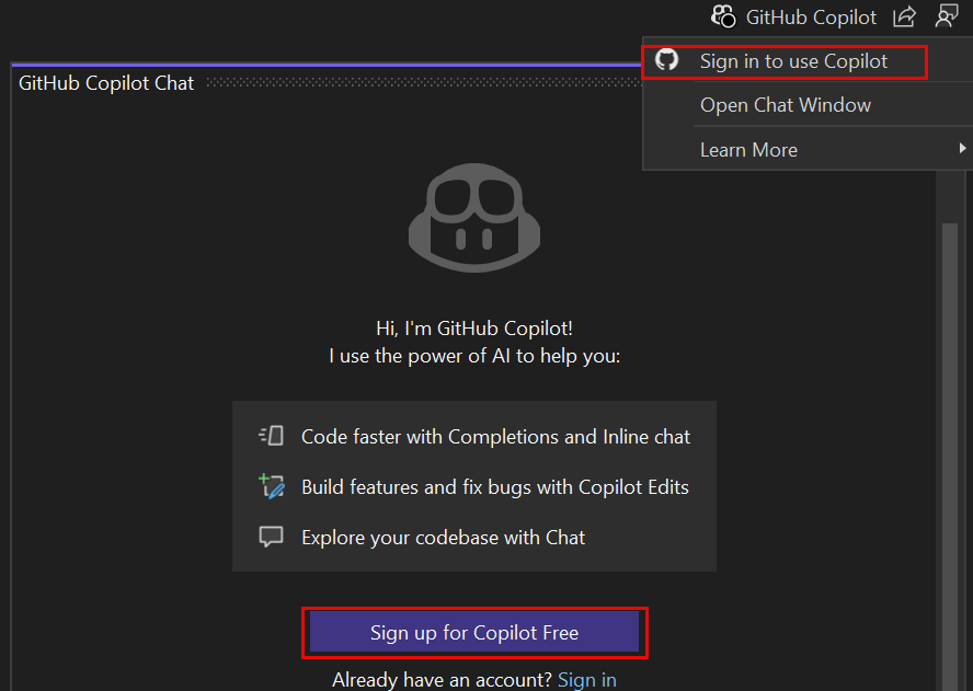 Captura de tela do emblema do Copilot quando o Copilot está em um estado inativo.