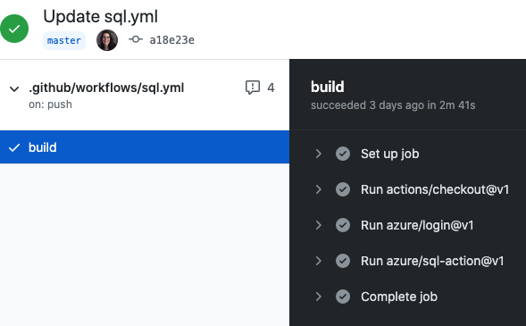 Журнал выполнения действий GitHub Actions