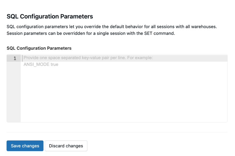 снимок экрана, на котором ANSI_MODE задано значение true для всех хранилищ SQL