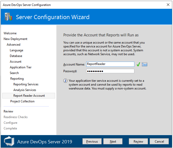 снимок экрана: учетная запись для чтения отчетов (расширенный доступ).