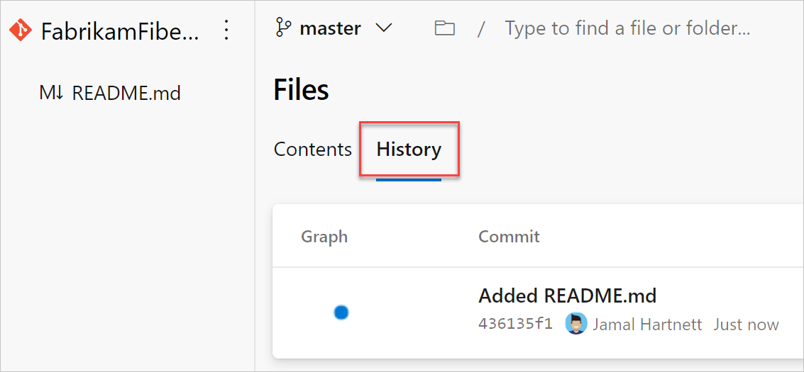 Снимок экрана веб-портала с выделенной Историей
