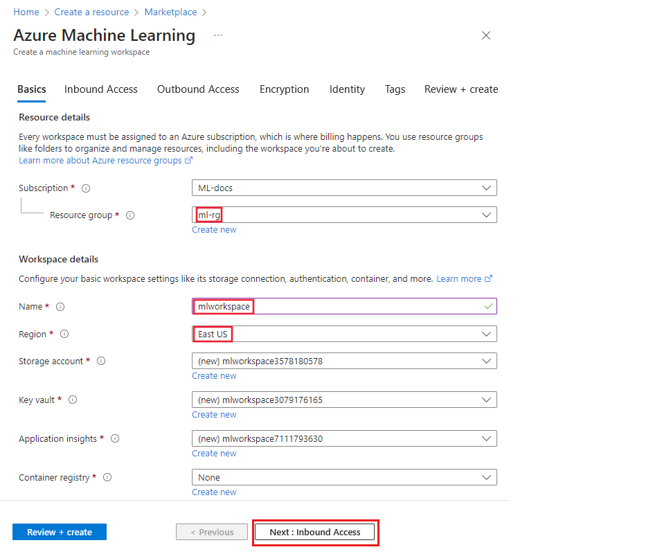 Снимок экрана: форма создания рабочей области.