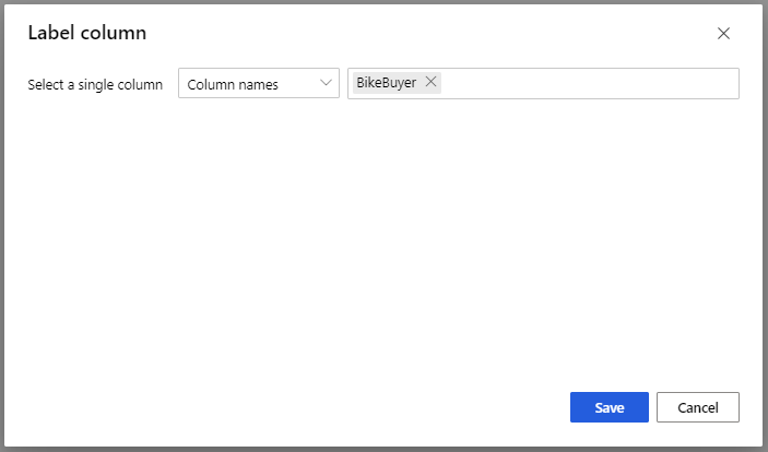 Снимок экрана, на котором выбран столбец с меткой BikeBuyer.