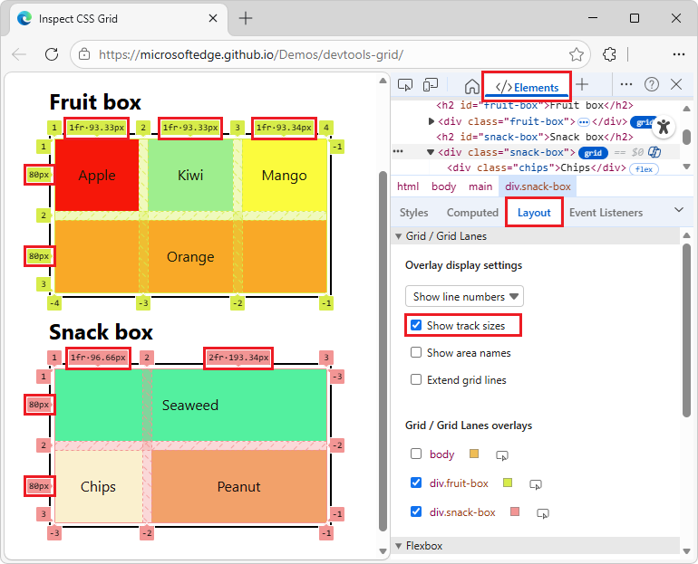 Отображение размеров дорожки