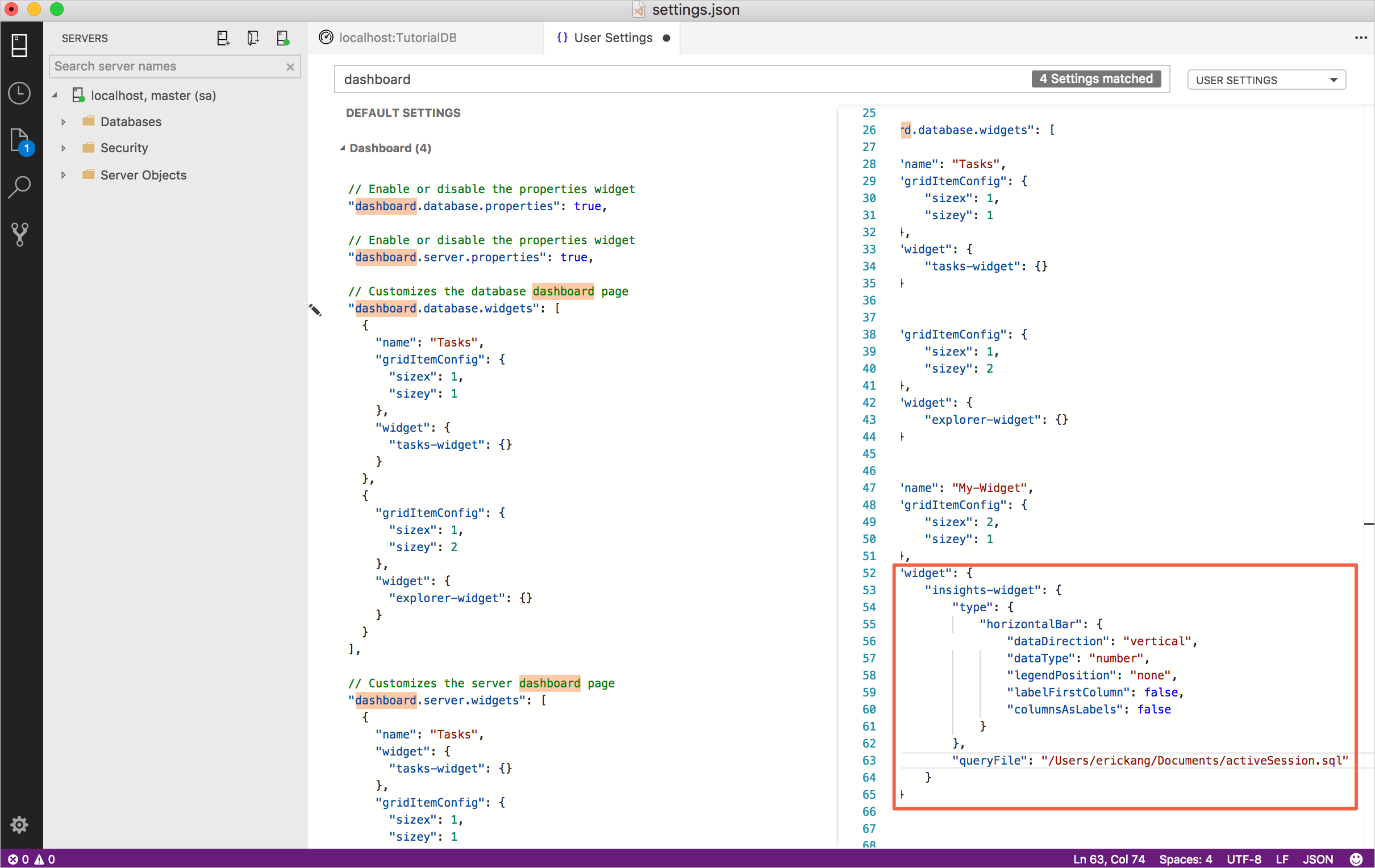 параметры панели мониторинга