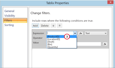 Поле «Выражение»