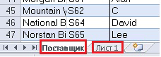 Excel — вкладки Supplier и Sheet1