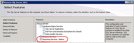 выберите функции для удаления в нативном режиме rs_nativemode_uninstall_selectfeatures
