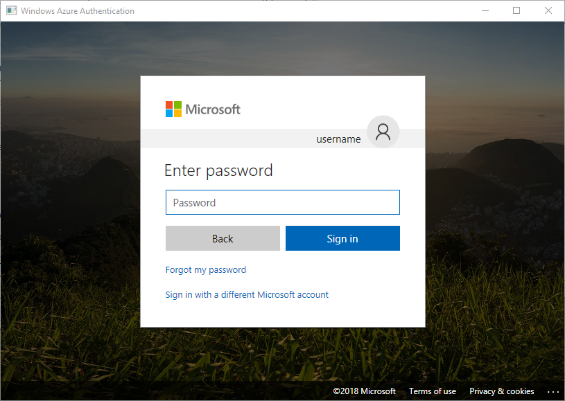 Пользовательский интерфейс проверки подлинности Windows Azure при использовании интерактивной проверки подлинности Active&nbsp;Directory.