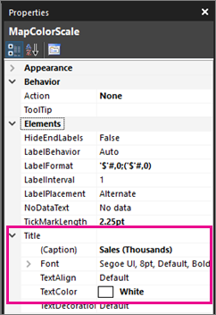 Снимок экрана: настройка заголовка условных обозначений.