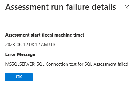 Снимок экрана, показывающий сообщение об ошибке, указывающее, что SQL Server не в сети.