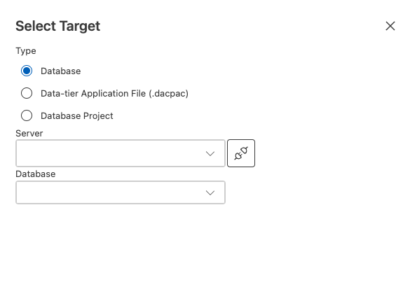 Снимок экрана: диалоговое окно выбора источника сравнения схем в Visual Studio Code.