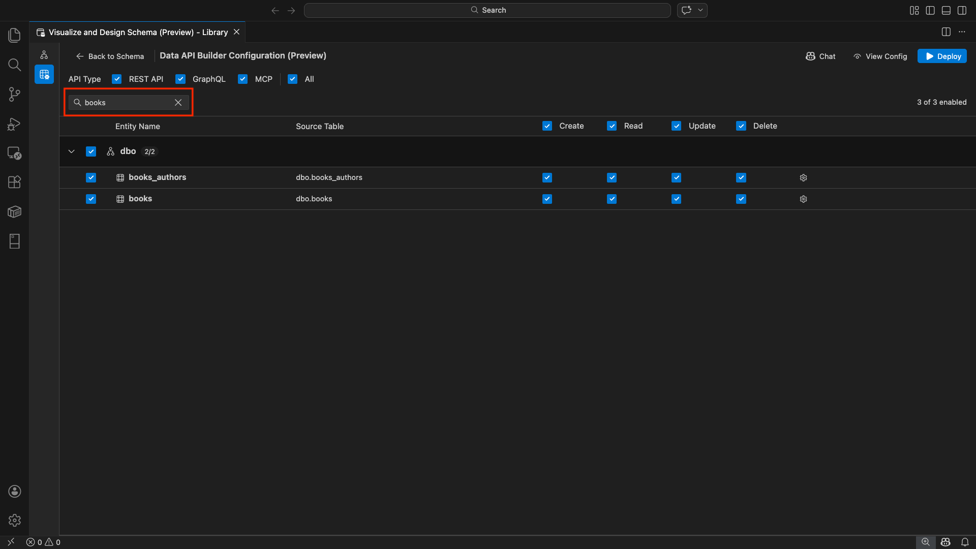 Снимок экрана: поле фильтра сущностей с термином поиска, фильтрующим список сущностей.