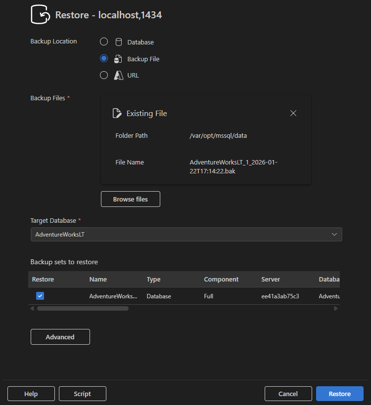 Снимок экрана: диалоговое окно 