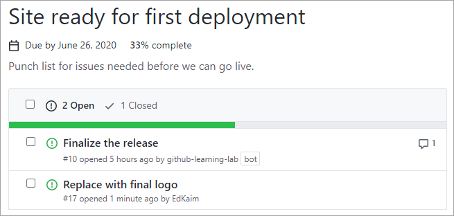 Снимок экрана: сайт, готовый к первому развертыванию.