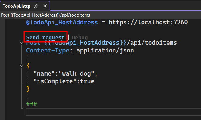 .http-filfönster med startlänken markerad.
