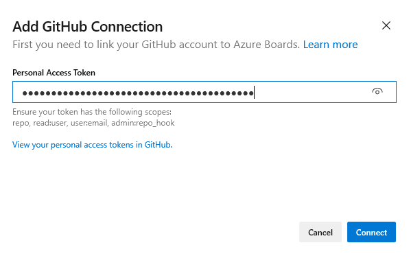 Skärmbild som visar angiven PAT.