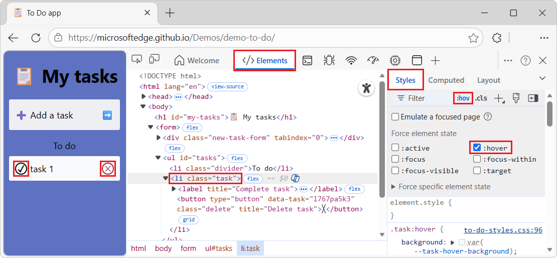 Selecting the :hover pseudo-class