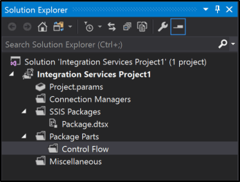 Skärmbild av Solution Explorer som visar mapparna i projektet.