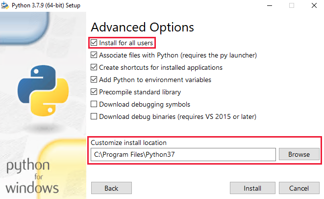 Python 3.7-installation – Installera för alla användare
