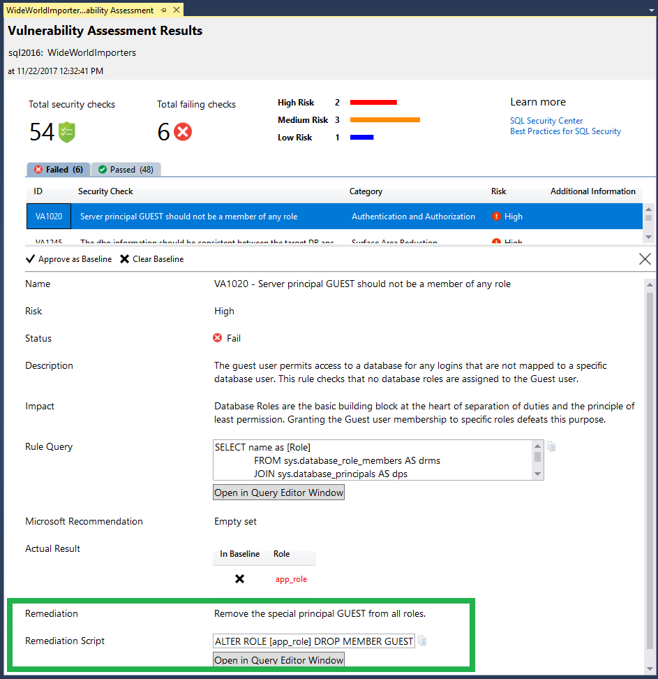 Skärmbild som visar resultatinformation.