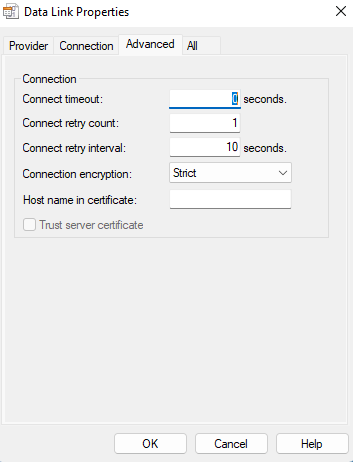 Skärmbild av den avancerade U D L-skärmen.