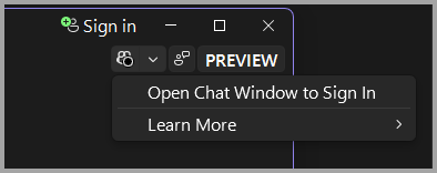 Skärmbild av inaktiv Copilot-status.
