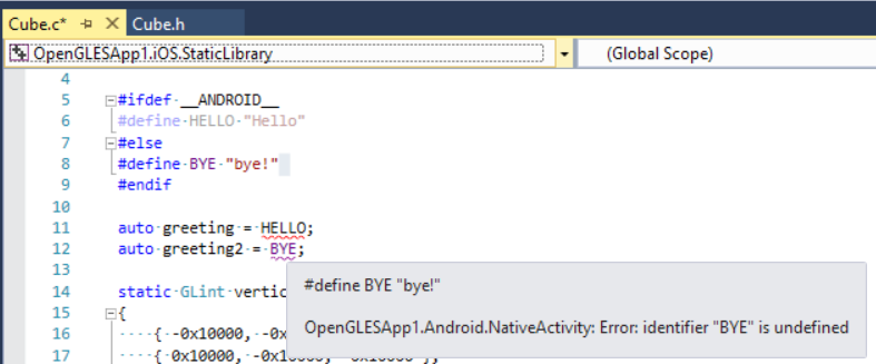 iOS har valts som aktivt projekt.