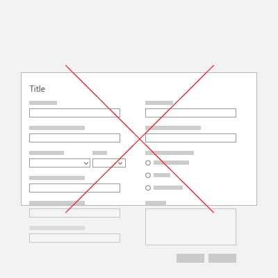 formulär med 2 felaktiga kolumner