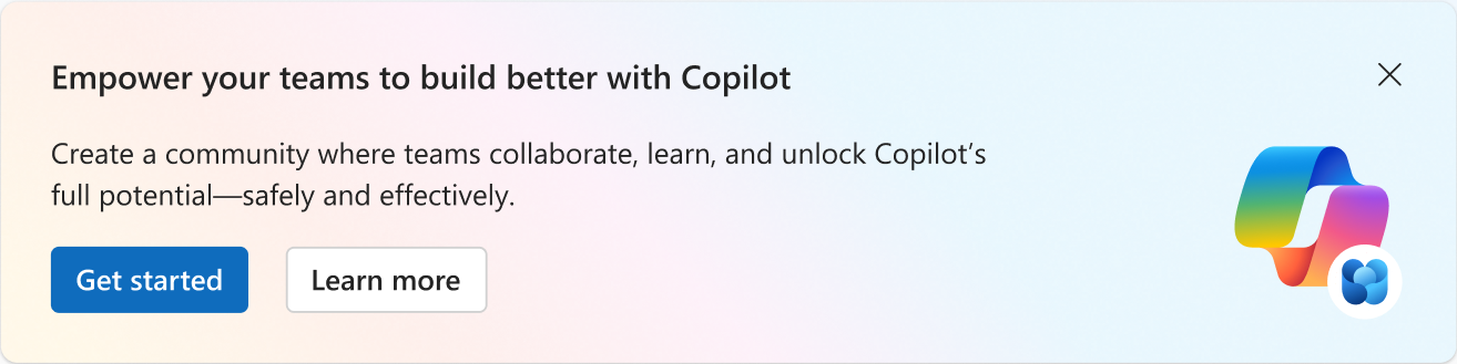 Screenshot that shows the Copilot adoption community banner.