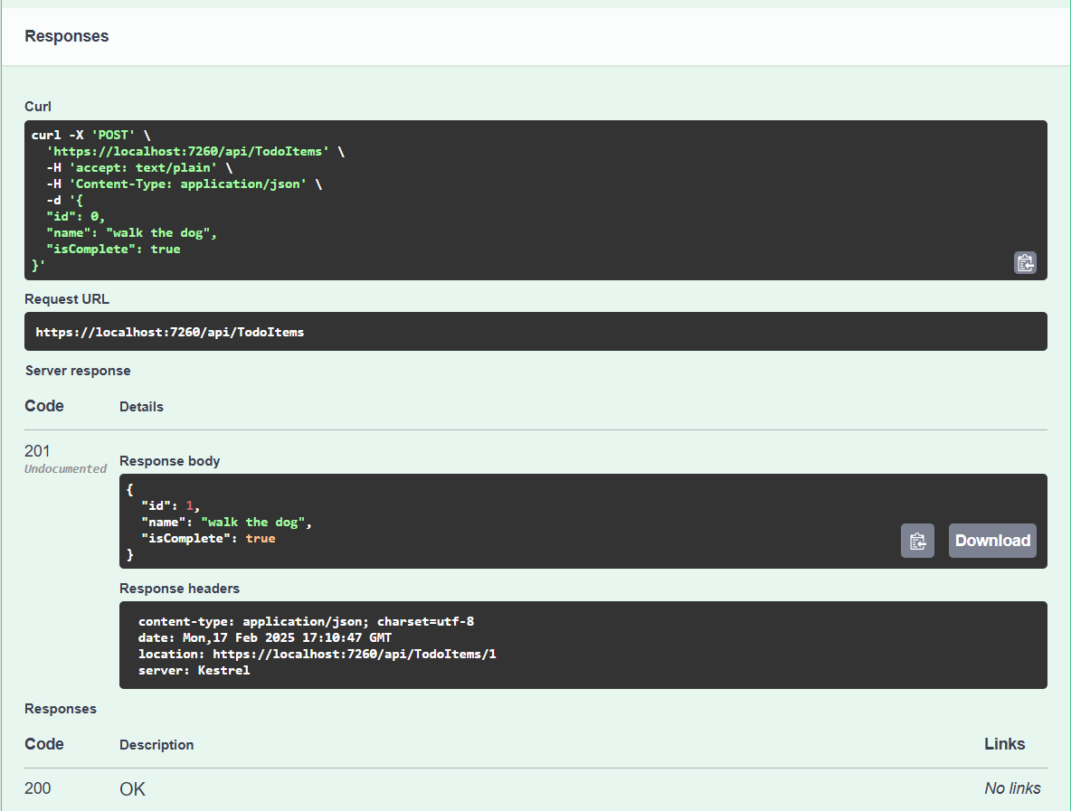 Swagger 与 Post 响应