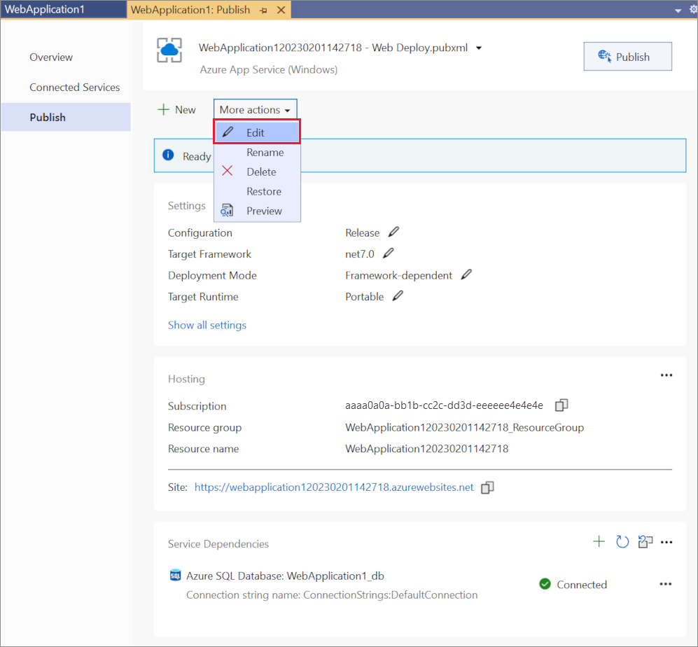 发布个人资料摘要页：编辑设置