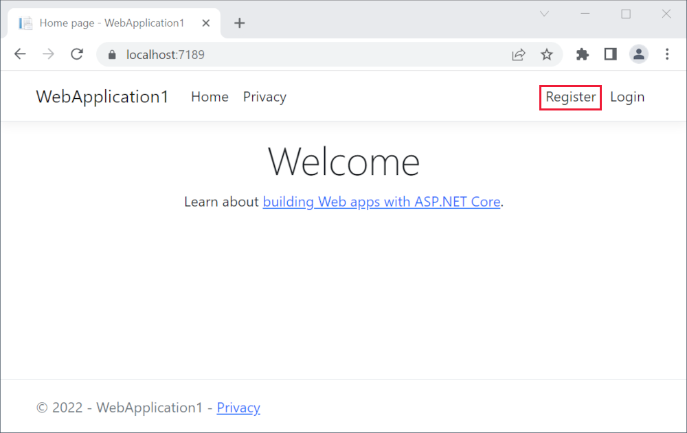 在 localhost 上的 Microsoft Edge 中打开 Web 应用程序