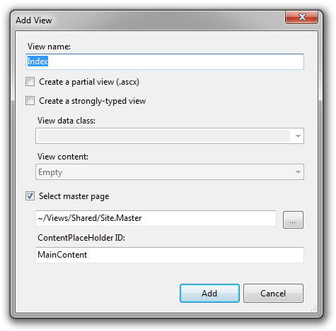 “添加视图”对话框
