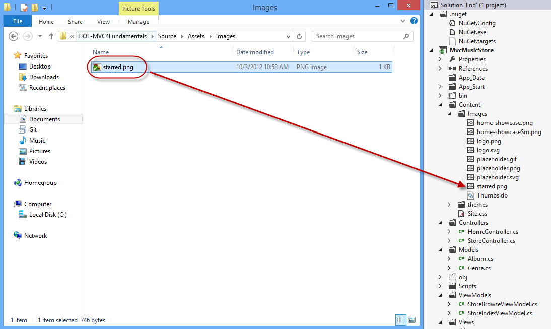 将星形图像添加到解决方案