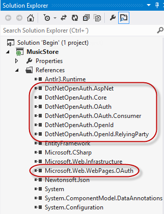 解决方案中包含的 SimpleMembership