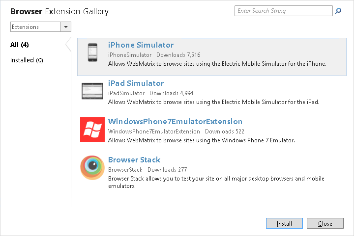 浏览 WebMatrix 扩展 浏览 WebMatrix 扩展