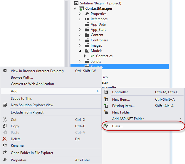 将新类添加到 Services 文件夹 将新类添加到 Services 文件夹