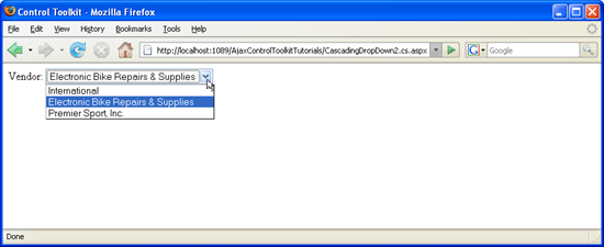 列表已填充并自动预先选择