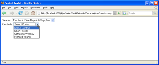 根据第一个列表中的选定内容填充第二个列表