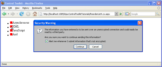 每次重新排序都会触发回发