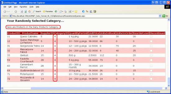 显示“您随机选择的类别”页的屏幕截图。