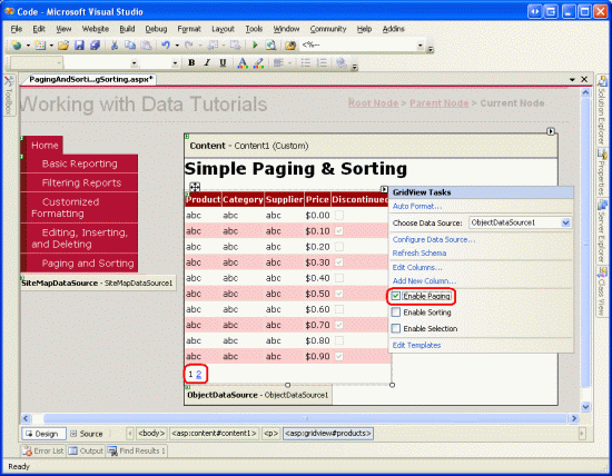 选中“启用分页”复选框以添加分页支持