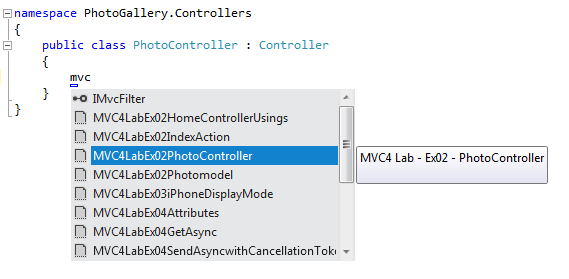开始键入代码段名称 开始键入代码段名称