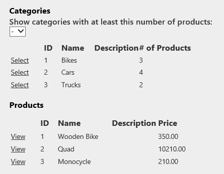 显示所选类别中的产品 显示所选类别中的产品
